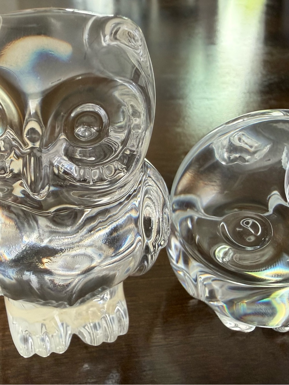 Princess House 24% lead crystal owl Figurine set of 2- Germany Vintage